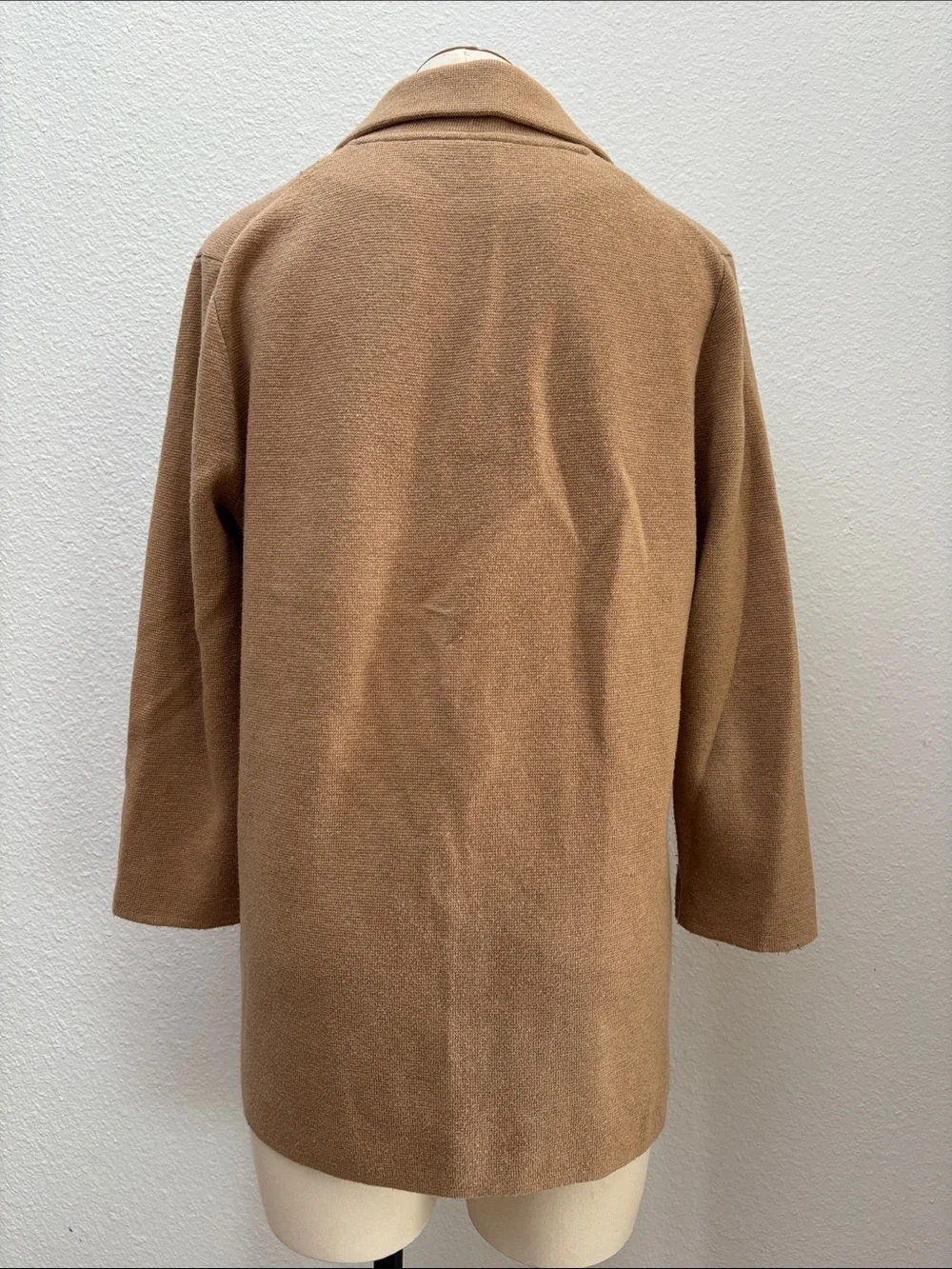 Women's Camel Open-Front Knit Blazer